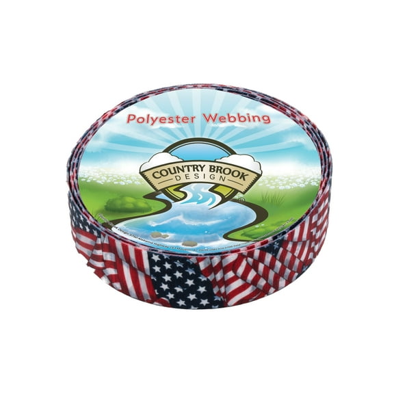 Country Brook Design - Patriotic Tribute Polyester Webbing (1 1/2 Inch, 50 Yards)