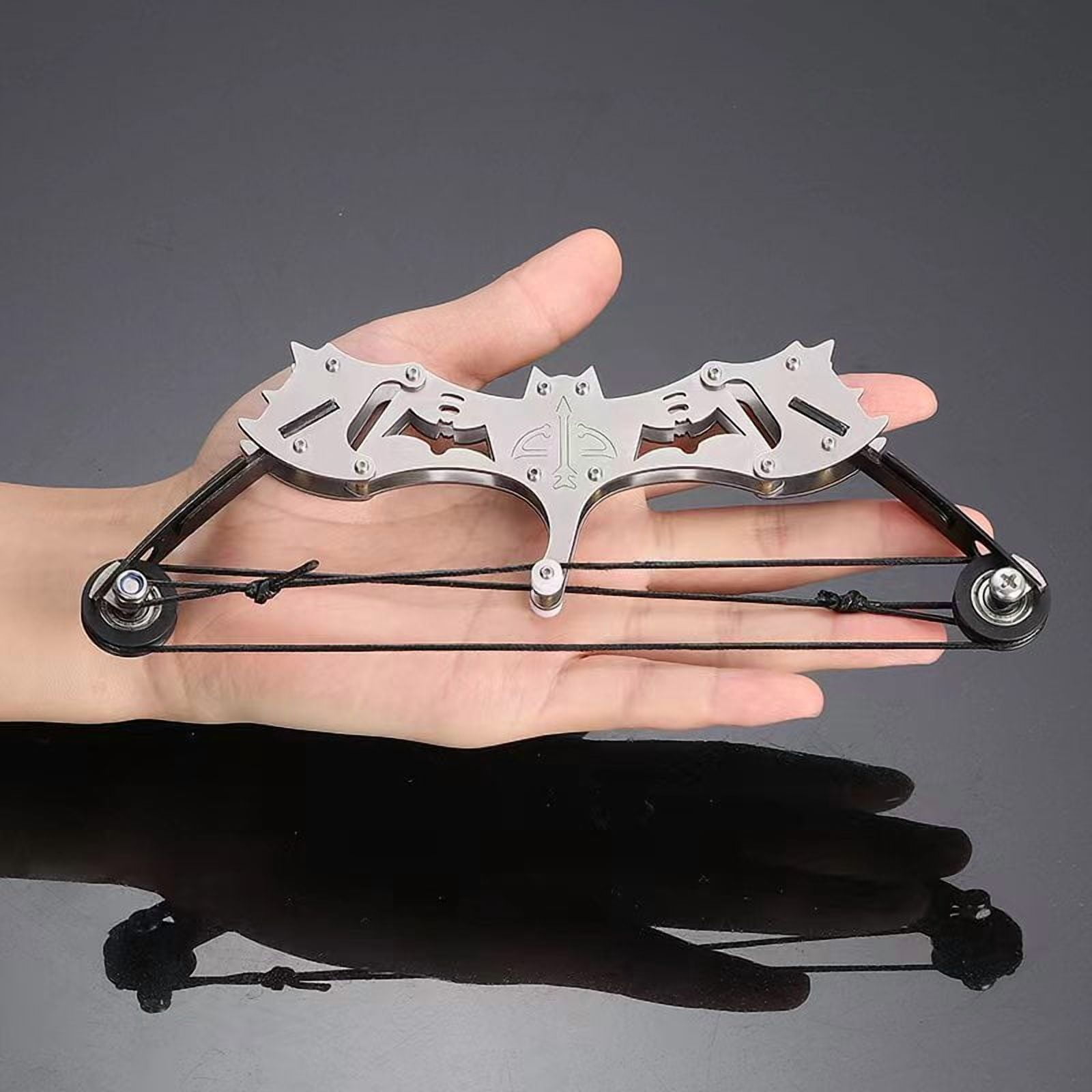 Mini Stainless Steel Bow Model Toy – Handheld Pull-and-Shoot Archery Set with Arrows – Fun Educational Desktop Toy for Ages 14+