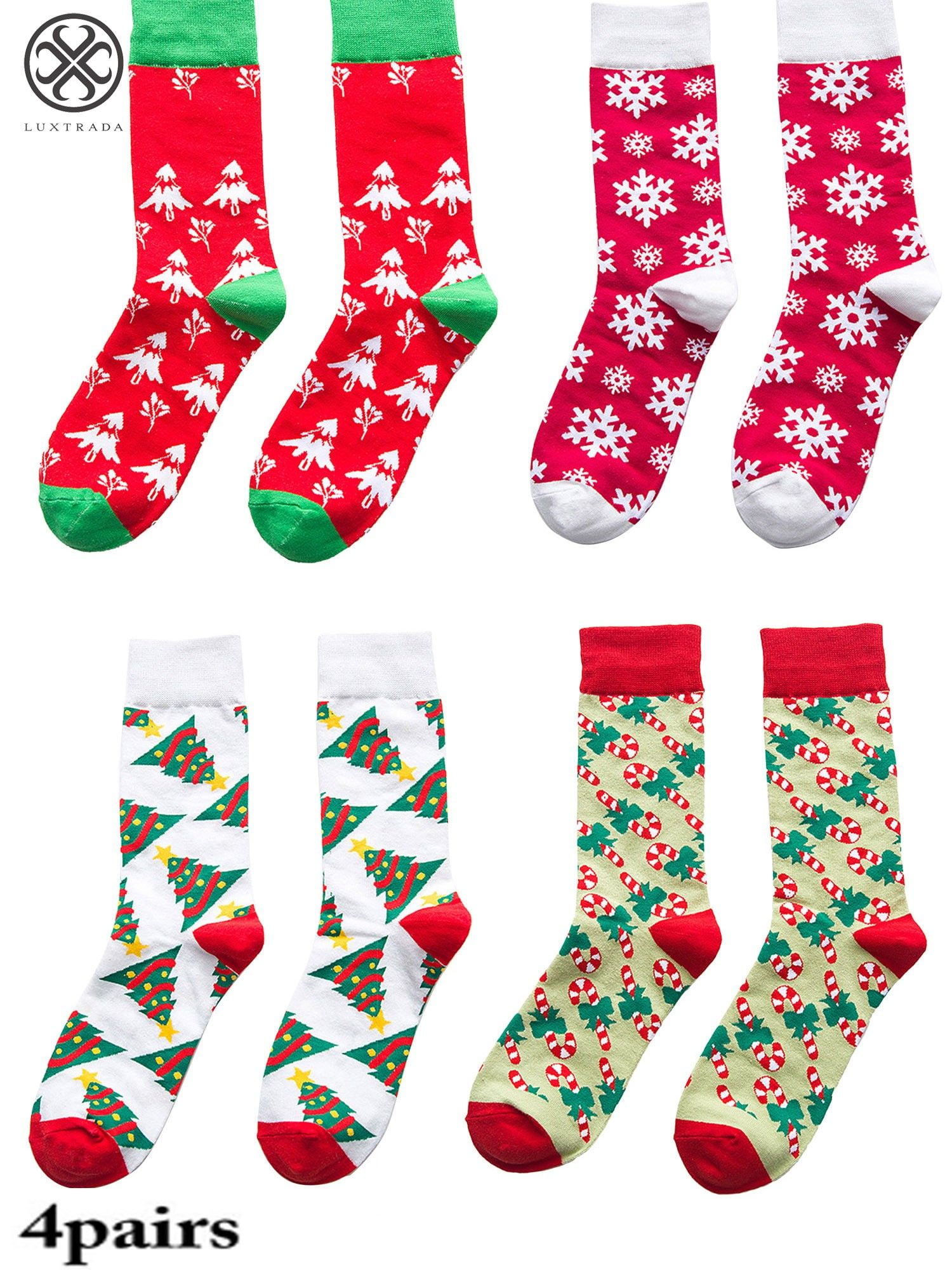 Luxtrada - Luxtrada 4 Pairs Women's Christmas Socks Cute Snowflake ...