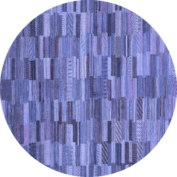 Ahgly Company Indoor Round Abstract Blue Modern Area Rugs, 3' Round