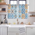 thumbnail image 2 of Blue Mediterranean Kitchen Curtains Window Panels, Vintage Moroccan Tiles Texture Insulated Window Treatment Curtain, Grommet Curtains for Bedroom/Living Room/Bathroom, 2 Piece 42"Wx45"L, 2 of 8
