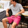 thumbnail image 6 of Ceisia Men's Beach Shorts with Inner Mesh Liner Elastic Drawstring Waist Solid Color Quick-Dry Casual Sports Pants Pink Gifts for Father L, 6 of 9