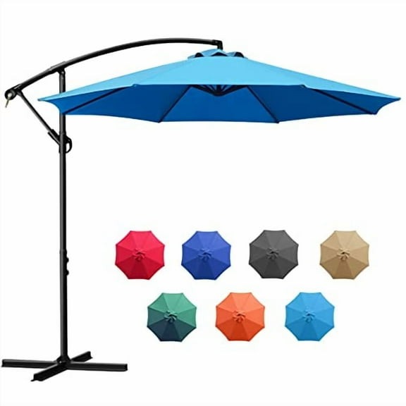 Sunnyglade 10Ft Outdoor Adjustable Offset Cantilever Hanging Patio Umbrella (Blue)