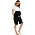 thumbnail image 6 of WBQ Women's Maternity Shorts Over The Belly Workout Loose Casual Pregnancy Lace Panel Short Pants with Adjustable Band Thin Style ,Black S-3XL, 6 of 6