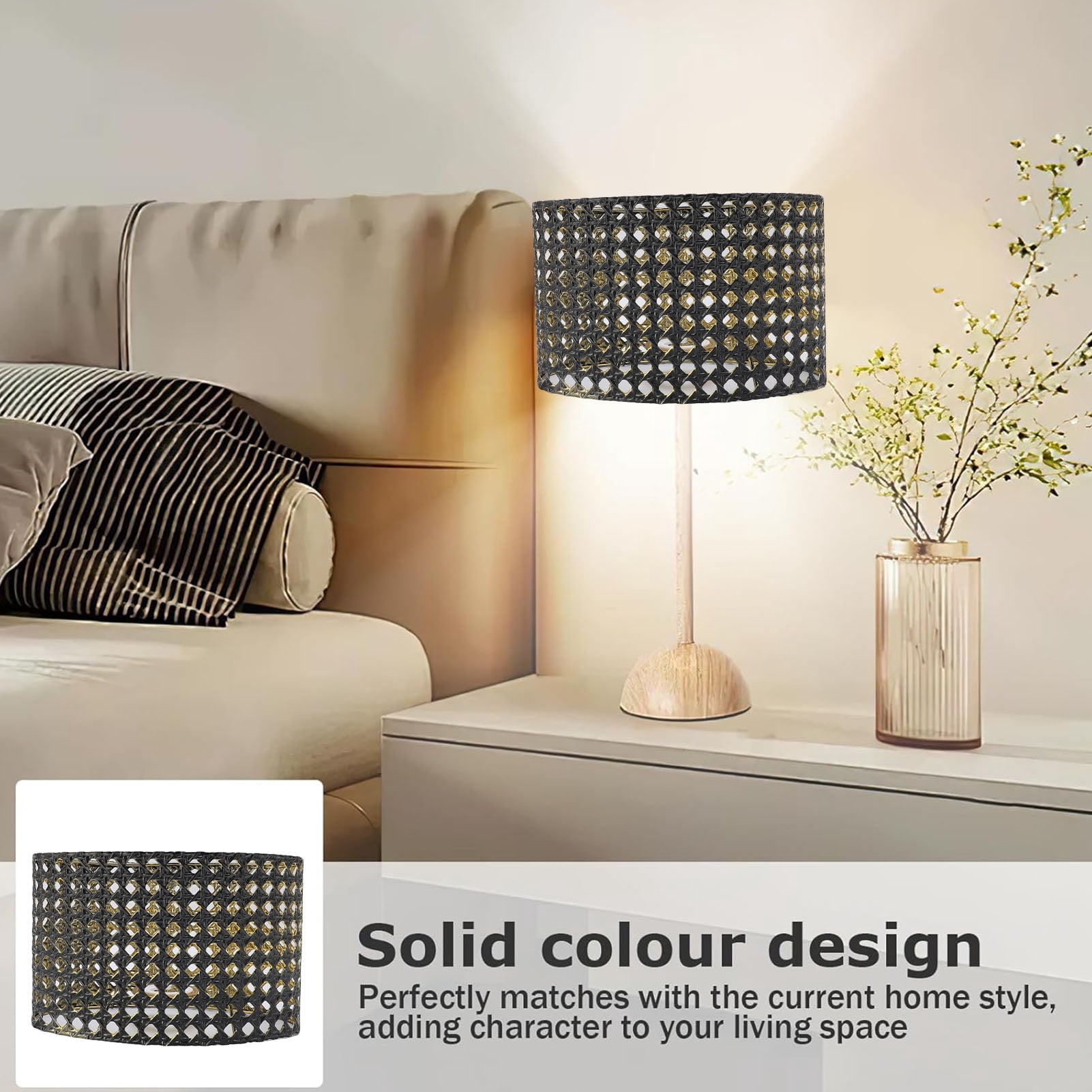 NFTIGB Oval Shaped Metal Hollow Out Lamp Shade for Table and Floor Lamps, Decorative Iron Cover with Polygon Square Hole Design, Compatible with E14 and E27 Fitters, Black (9.1 x 4.9 x 5.5 inches)