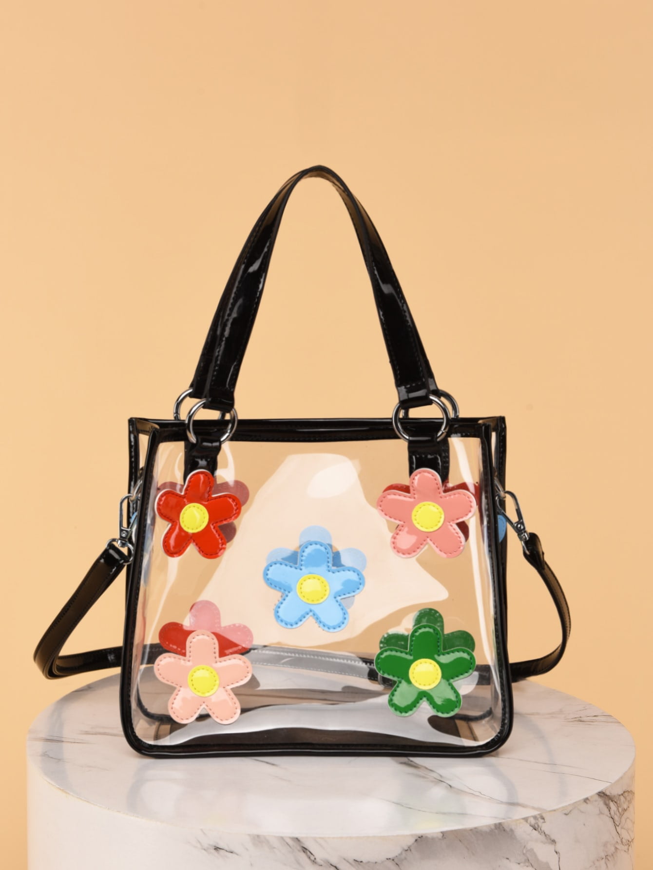 women's flower applique purse