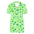 thumbnail image 7 of Moxiu St Patricks Day Pajamas for Women Two Piece Summer Outfit Button Up Short Sleeve Shamrock Printed Pjs Matching Shorts Pajama Set 2025 Multicolor,XXL, 7 of 7