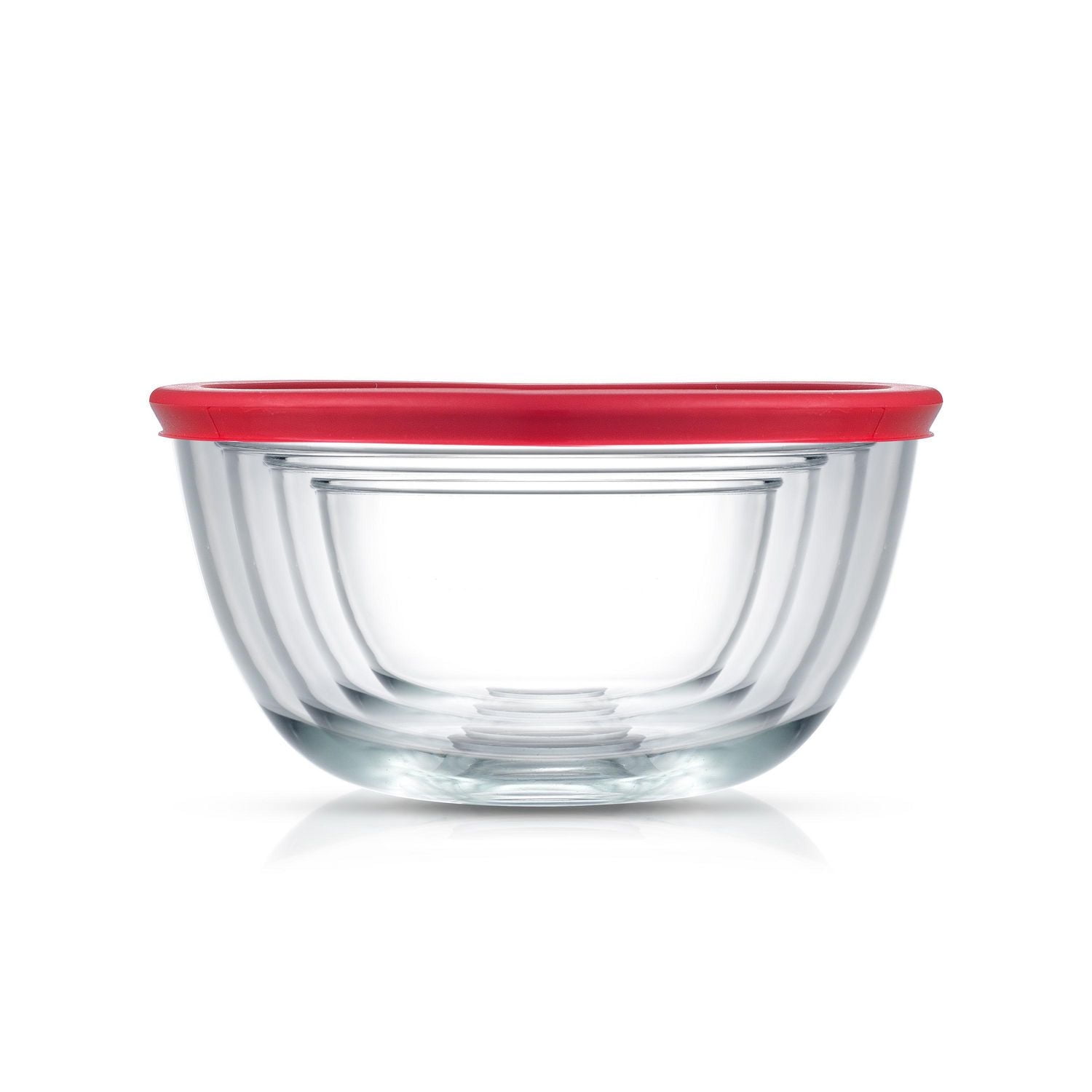 JoyFul 4 Glass Mixing Bowls With Lids - Red