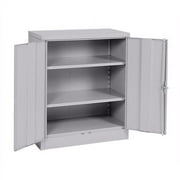 Sandusky 36"W x 18"D x 42"H SnapIt Locking Counter Height Steel Locking Cabinet, 540 lb Capacity, Dove Gray