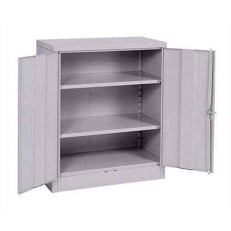 Sandusky 36"W x 18"D x 42"H SnapIt Locking Counter Height Steel Locking Cabinet, 540 lb Capacity, Dove Gray