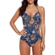 thumbnail image 1 of Xishao Traje de Baño de una Pieza para Mujer Cuello en V Monokini Bañador Azul marino M Azul marino M Xishao ropa, 1 of 2