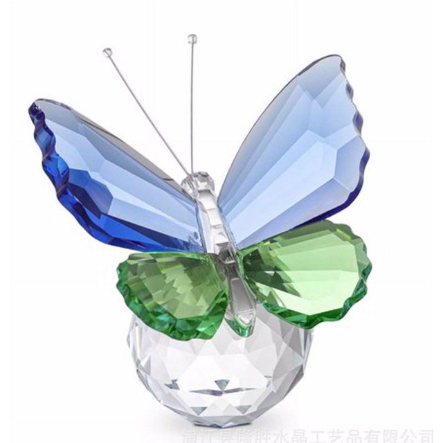 kurtrusly 40 Ball Colored Crystal Butterfly Ornament - Blue Green - Boxed