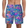thumbnail image 2 of Picia Colorful Mushrooms pattern Mens Swim Trunks with Compression Liner Stretch Beach Shorts Quick Dry with Zipper Pockets No-Chafing Board Shorts-Large, 2 of 9