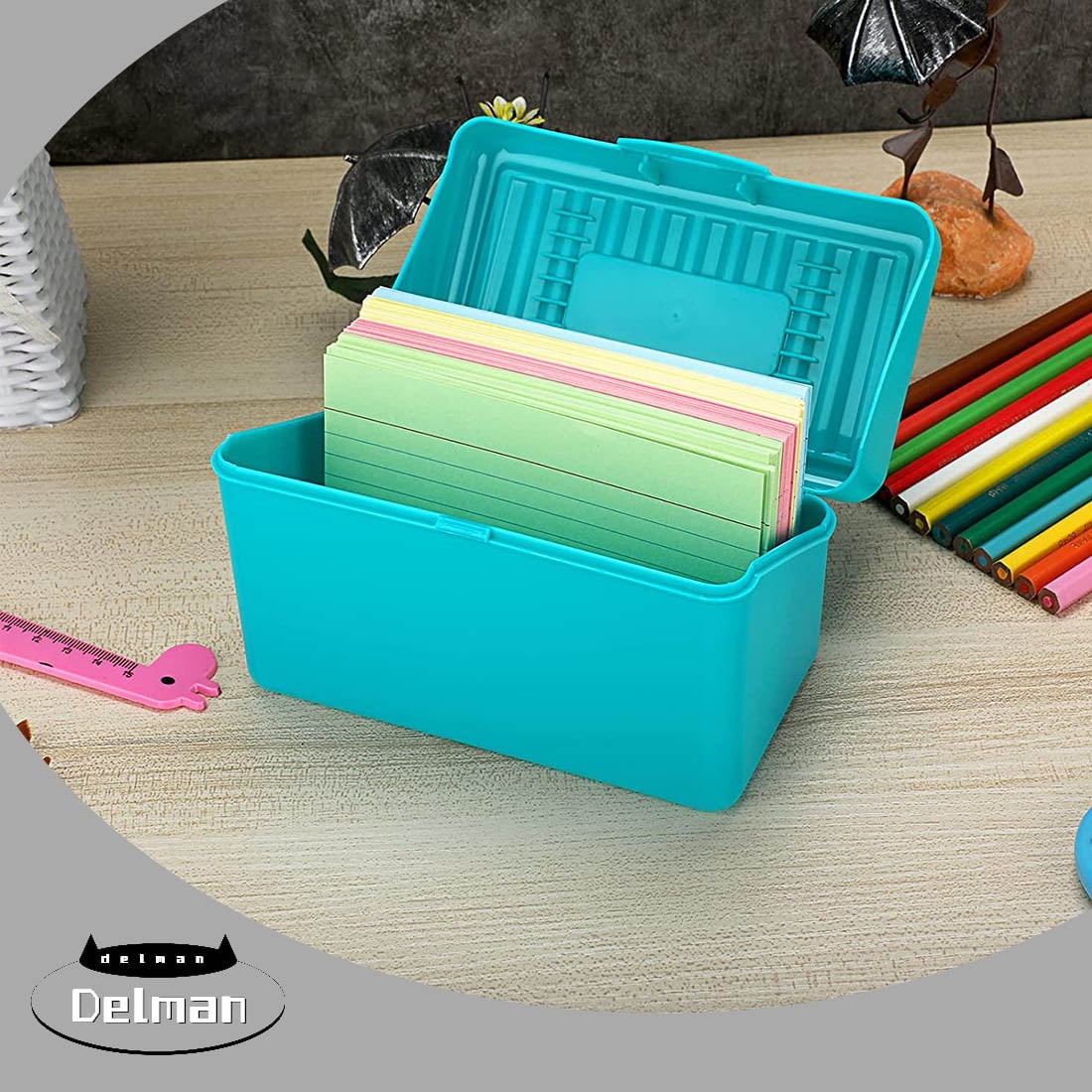 Card Holder 3 x 5 inchRecipe Card Box Plastic Storage Organizer for Filling 350 to 400 Notecards, Addresses & Recipes4 Colors (3 x 5 inch) Office Pro
