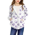 thumbnail image 2 of PiGOGI Boys Girls Fleece Jacket with Hood Winter Warm Zip Up Coat Toddler Kids Outerwear Long Sleeve 4-12 Years Purple 4 Years, 2 of 6