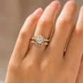 thumbnail image 3 of vylahjewellery Vintage Inspired 10K Yellow Gold Vermeil Bridal Ring, Elegant Diamond Ring, Pear Cut Moissanite Engagement Ring, Pave Wedding Ring, 3 of 8
