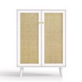 thumbnail image 4 of Eumyviv Rattan Storage Cabinet White Accent Sideboard Buffet Storage Cabinet with 2 Decorated Doors and Adjustable Shelf for Living Room Kitchen Dining Room H0086, 4 of 5