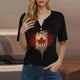 thumbnail image 3 of Blusas de Manga Corta para las Mujeres Impreso Cuello en V Casual, Blusas Casuales para las Mujeres en el Hogar Y el Uso Diario, 3 of 3