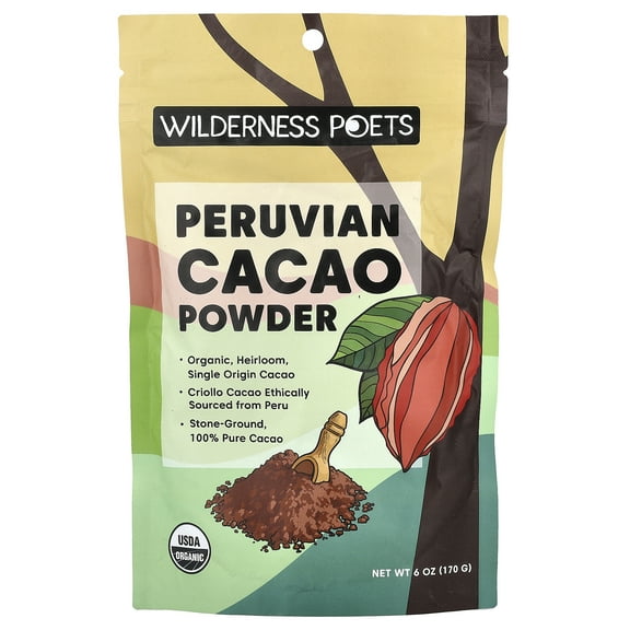 Wilderness Poets Organic Peruvian Cacao Powder, 6 oz (170 g)
