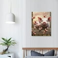 thumbnail image 3 of Nawypu Pink Pig Wall Art Funny and Cute Pig Pictures Canvas Print Wall Country Farm Pig Animal Painting Inspirational Wall Decor Modern Framed Artwork Home Decor for Bathroom Bedroom Living Room, 3 of 4