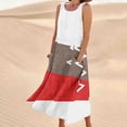 thumbnail image 3 of Summer Dresses for Womens 2025 Plus Size Fashion Sleeveless And Linen Round Neck Printed Long Dress, 3 of 6