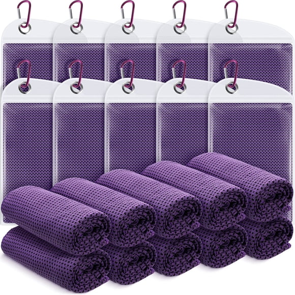 Toalla de microfibra refrescante Redbaker, 100 x 30 cm, 20 unidades, color morado