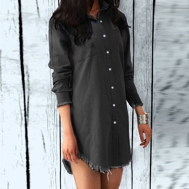 Puntoco Camisa con flecos a la moda para mujer, solapa, manga larga, chaqueta de un solo pecho, tops Puntoco Puntoco-1