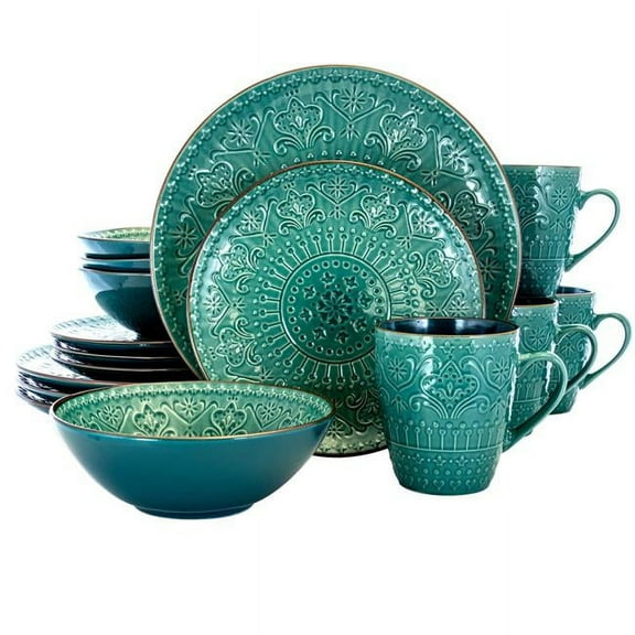 Sea Foam Mozaic Luxurious Stoneware Dinnerware with Complete Setting for 4 - 16 Piece