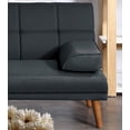 thumbnail image 5 of Living Room Sectional Convertible Bed Chaise Sofa Black Polyfiber Adjustable Couch Tufted Back Cushions, 5 of 9