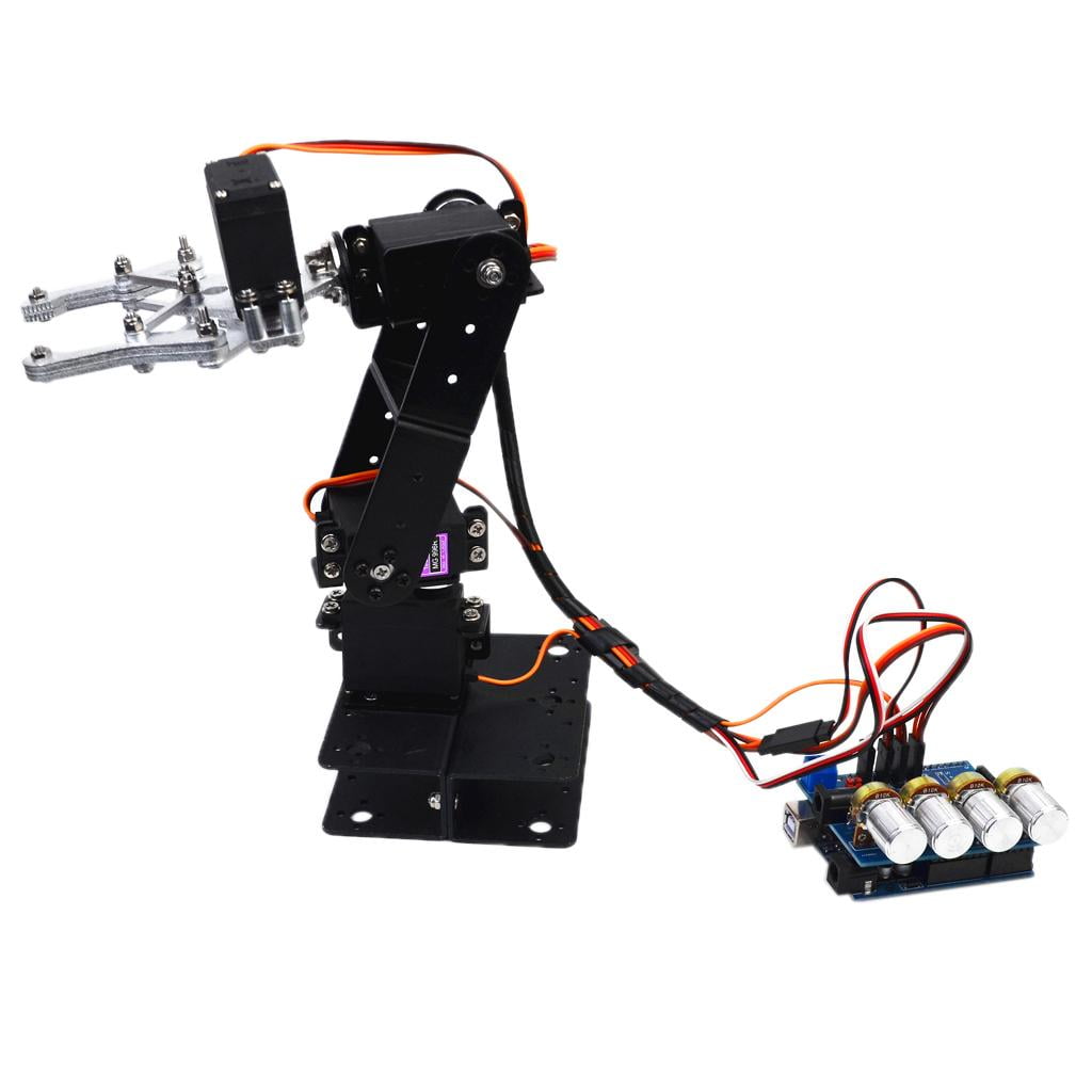 Black Stainless Steel Desktop Robotic Arm With 4 Servos For Robotics ...