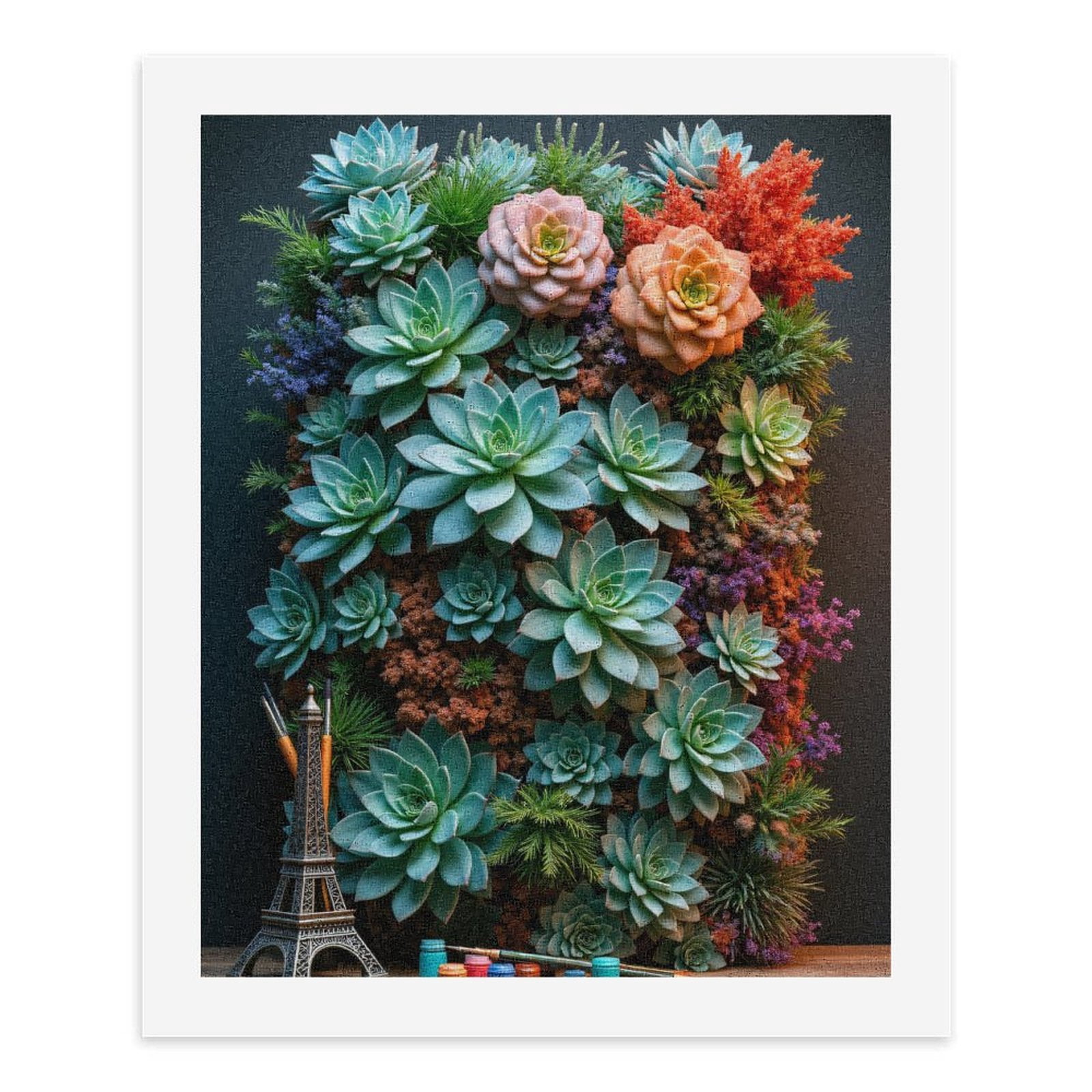 Paint By Numbers Kit for Adults Beginner - Succulent Wall Art With Paint Supplies DIY Canvas Painting Kits for Adults, Frameless Paint By Number for Adults for Home Wall Decor 16x20 Inch