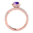 thumbnail image 4 of Mauli Jewels Rings for Women 0.90 Carat Diamond and Cushion Shaped Amethyst Ring 4-prong 10K Rose Gold, 4 of 7