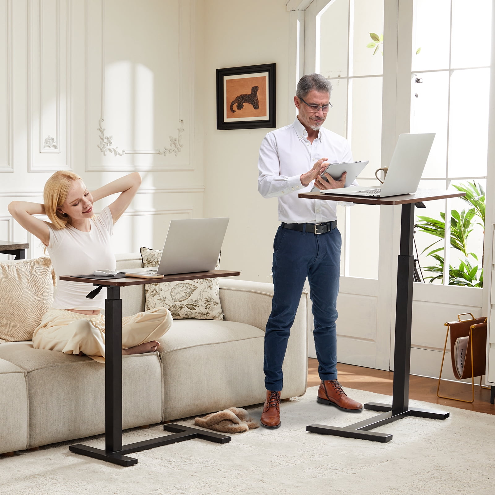 GIANNA Bedside table with wheels, adjustable height bedside table for home use, rolling laptop table, mobile standing desk