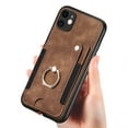 thumbnail image 4 of Wallet Case for iPhone 12, 360 Ring Holder Stand with Card Holder Premium Retro Leather Shockproof RFID Blocking Magnetic Clasp Hand Strap for Women Men For iPhone 12, Brown, 4 of 8