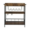 thumbnail image 6 of 3-Tier Bar Carts Kitchen Serving Utility Cart on Wheels with Storage for Outdoor,Kitchen,Club,Living Room, Wood Furniture with Metal Frame, 6 of 8