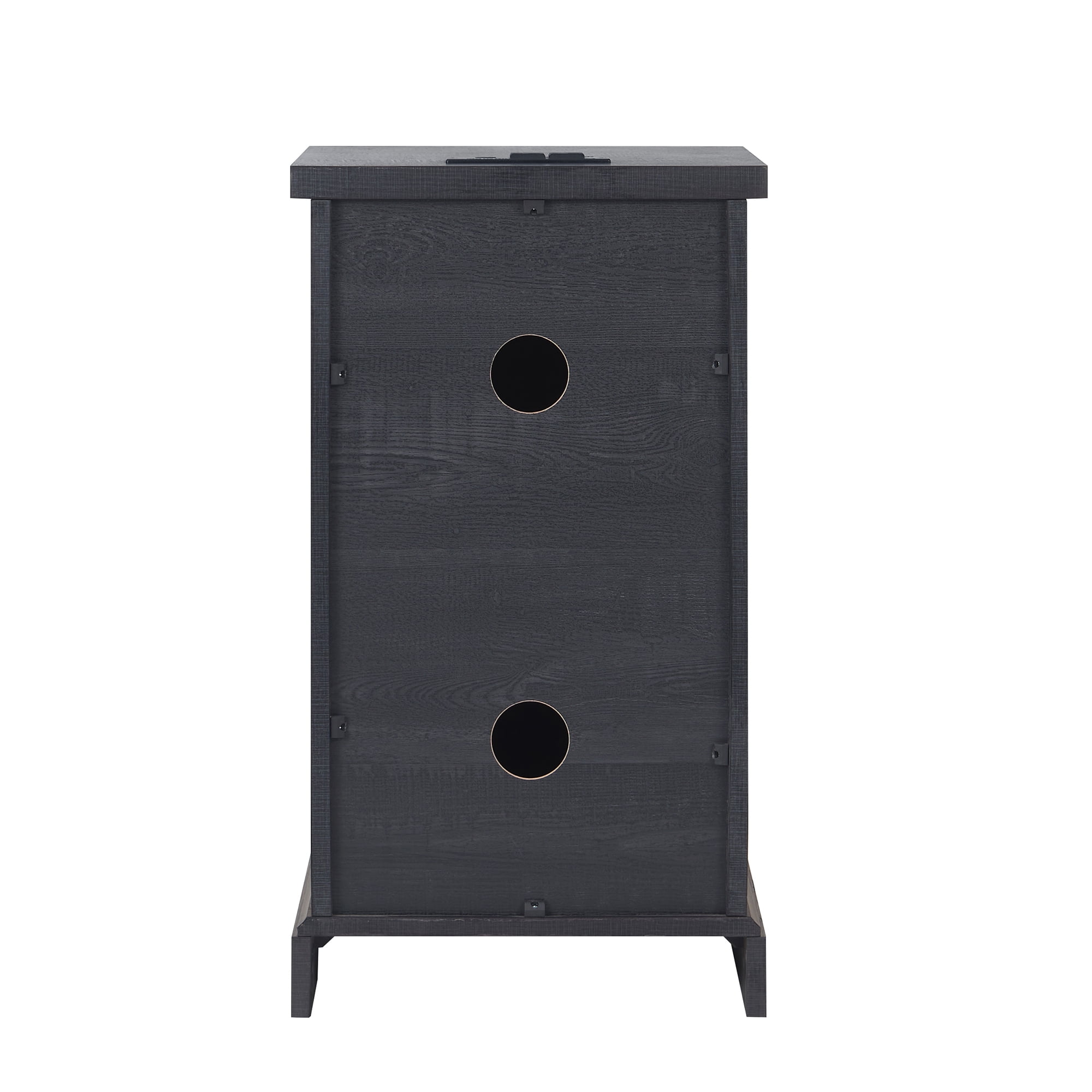 T4TREAM Farmhouse Nightstand with Charging Station, Wood End Table Side Table, Black