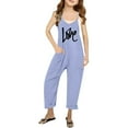 thumbnail image 2 of Girls Summer Print V Neck Sleeveless Romper Loose Fit Casual Jumpsuit with Pockets for and Juniors Lightweight and Comfortable Pants Romper 7-8 Years, 2 of 6