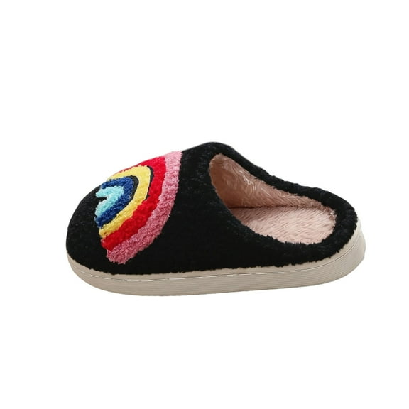 Suilloe Toddler Girls House Slippers Catoon Rainbow Design Cute Warm Cotton Shoes Kids Boys Girls Winter Thermal Comfortable Indoor Bedroom Toweling Footwear Us Size：9