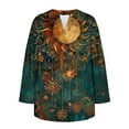 thumbnail image 4 of Chandail à Capuche Oversize pour Femmes Chandail à Manches Longues Col en V Boutonné Décontracté Imprimé Mode Ample Col Rond Chandail en Molleton Grande Taille Multicolore, 4 of 4