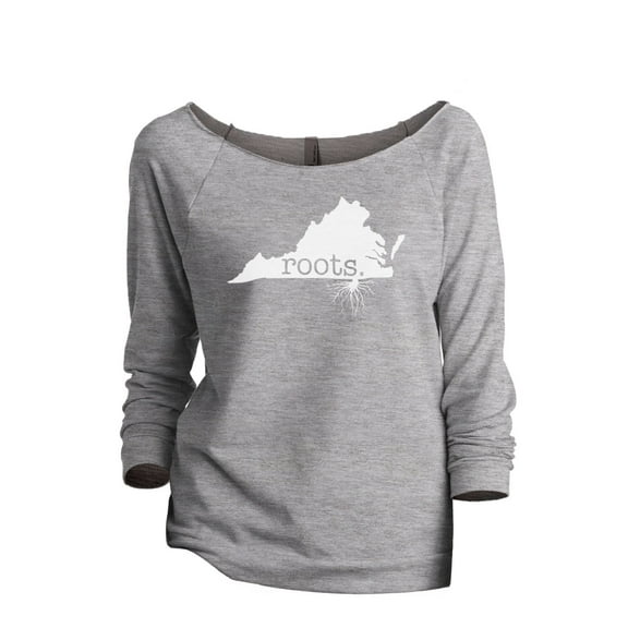Thread Tank Home Roots State Virginia VA Women's Slouchy 3/4 Sleeves Raglan Sweatshirt Sport Grey Large