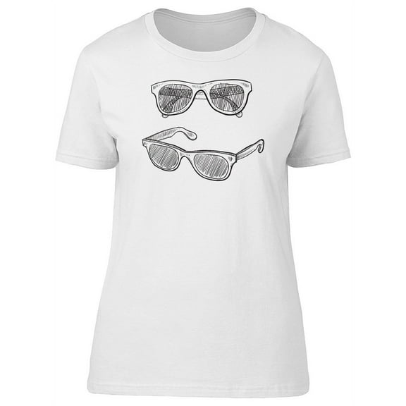 Sunglasses Hand Drawn T-Shirt Women -Image by Shutterstock, Female Medium