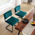 thumbnail image 4 of ONEVOG Velvet Dinning Kitchen Chairs Set of 2, Modern Armless Cantilevered Chairs with Matt Black Metal Legs, Upholstered Dinning Chairs for Kitchen Living Room, Teal, 4 of 8