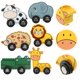 thumbnail image 3 of BRIGHTFUFU Toya de tren de madera en forma de 6 piezas juguetes de madera de madera juguetes para automóviles de madera lindo tren para niños pequeños, 3 of 8