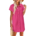 thumbnail image 1 of Vestido Zeaoo de lino para mujer, camisa de verano con bolsillo, color rosa XL, 1 of 7