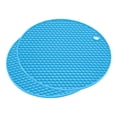 thumbnail image 1 of Unique Bargains Silicone Trivet Mats 2pcs, Round Hot Pan Pads Honeycomb Drying Mat for Kitchen Counter Table  Blue, 1 of 5