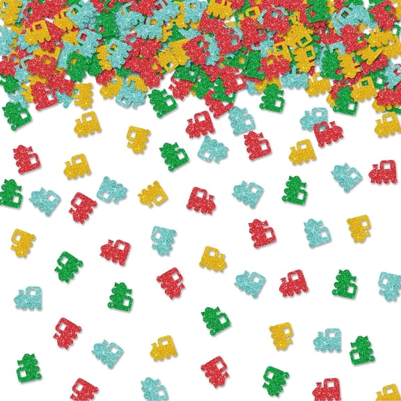 100pcs Train Confetti, Colorful Glitter Train Themed Birthday Party Table Confetti, Steam Train Paper Scatters, Baby Shower/1st Birthday Party Table Decoration