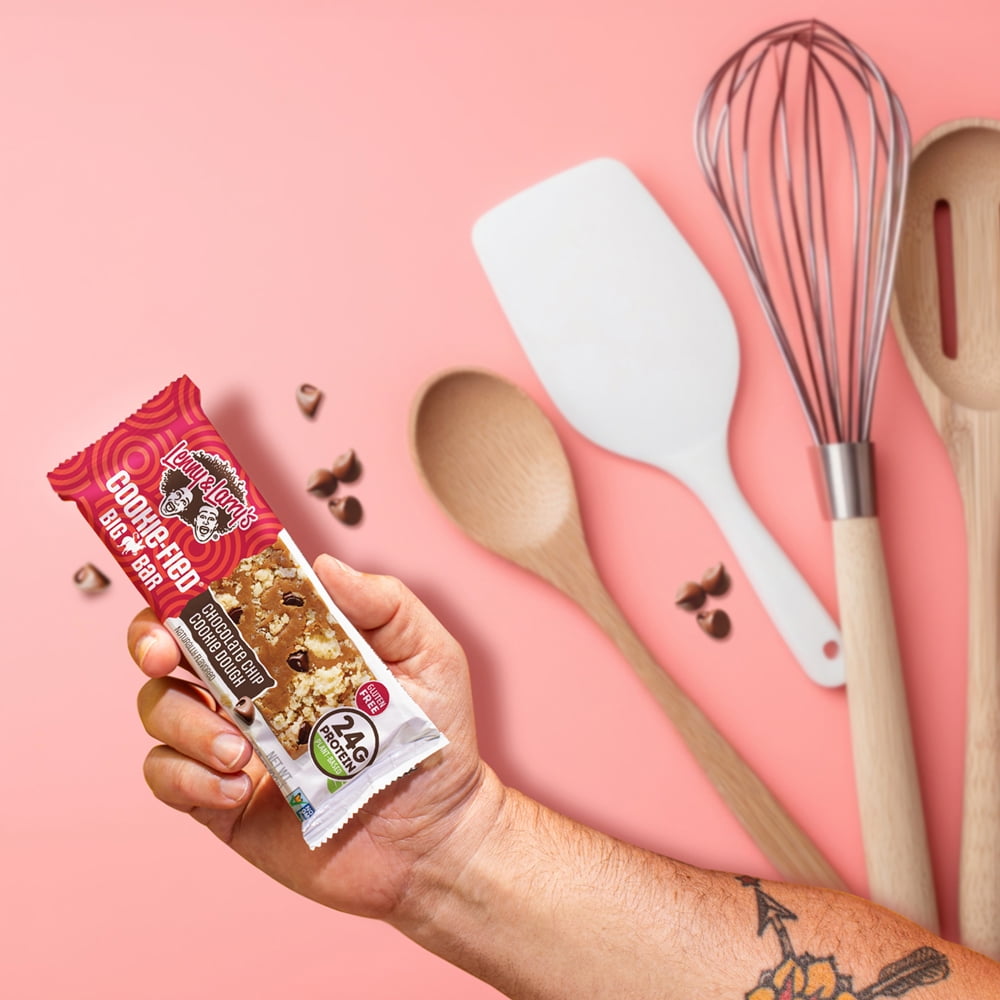 Cookie-fied Big Bar Chocolate Chip Cookie Dough, Plant-Based Protein Bar, Gluten-Free, Vegan and Non-GMO, 12 Count