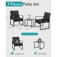 thumbnail image 3 of Bezseller 3 Piece Outdoor Patio Furniture Set, Patio Bistro Set Wicker Conversation Set, Modern Rattan Chair with Glass Coffee Table for Backyard, Porches, Poolside, Lawn and Balcony, 3 of 9