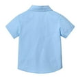 thumbnail image 3 of YOUYEDIAN Boys Button Down Oxford Shirt Short Sleeve Formal Uniform Dress Shirts Standard Fit Summer Kids Clothing (Blue, 3-4 Years), 3 of 5
