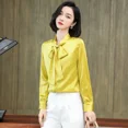 thumbnail image 3 of Nueva camisa de satén de seda real, blusa de seda morera de manga larga para mujer, blusas con cuello de lazo de estilo nuevo para primavera y otoño, 3 of 5